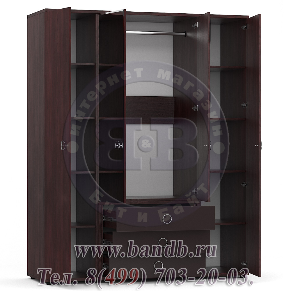 Делия ЛД-645-030ГЛУХ Шкаф комбинированный глухие двери, цвет сосна шоколад/шоколад глянец/сосна шоколад Картинка № 5