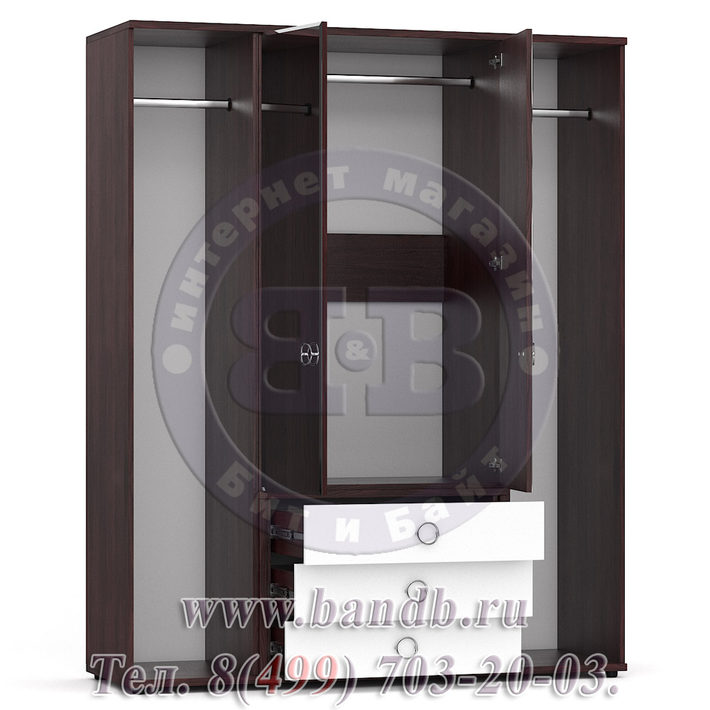 Делия ЛД-645-030 Корпус шкафа комбинированного, цвет сосна шоколад/белый глянец Картинка № 2