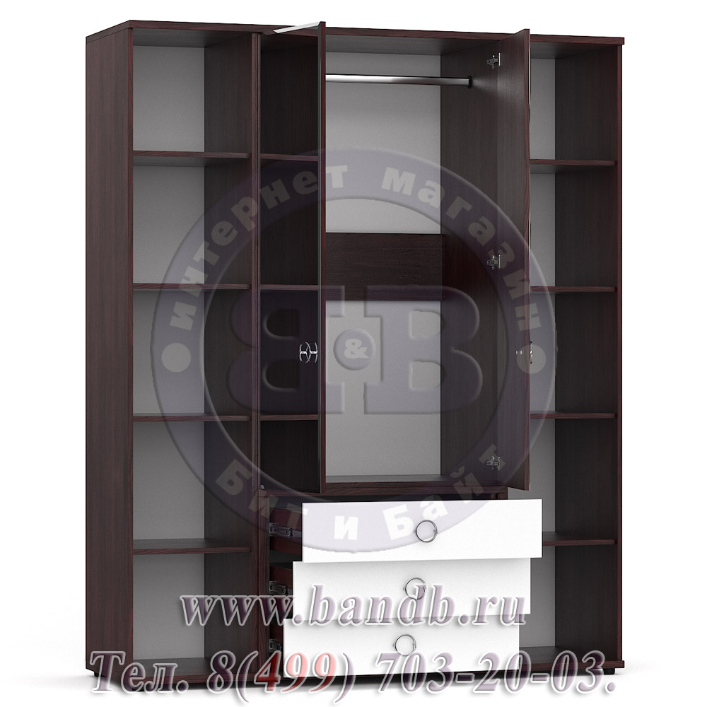 Делия ЛД-645-030 Корпус шкафа комбинированного, цвет сосна шоколад/белый глянец Картинка № 4