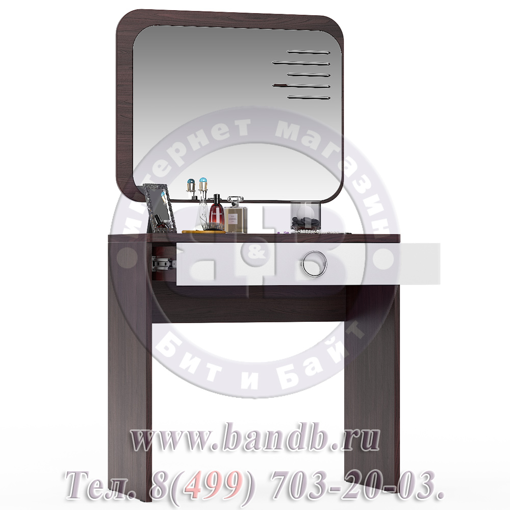 Делия ЛД-645-140+200 Стол туалетный + зеркало, цвет сосна шоколад/белый глянец Картинка № 2