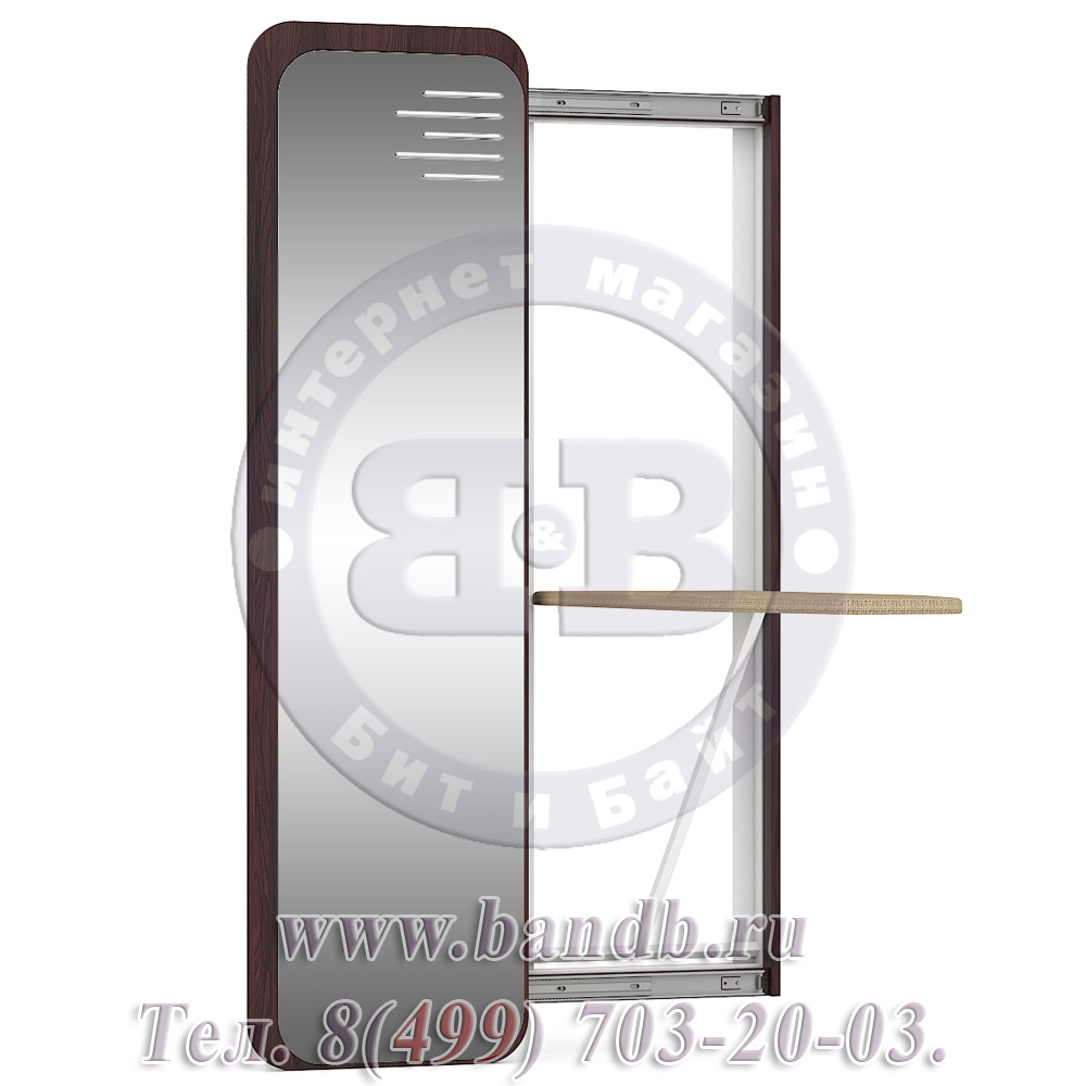 Делия ЛД-645-180 Панель с зеркалом со встроенной гладильной доской, цвет сосна шоколад Картинка № 2