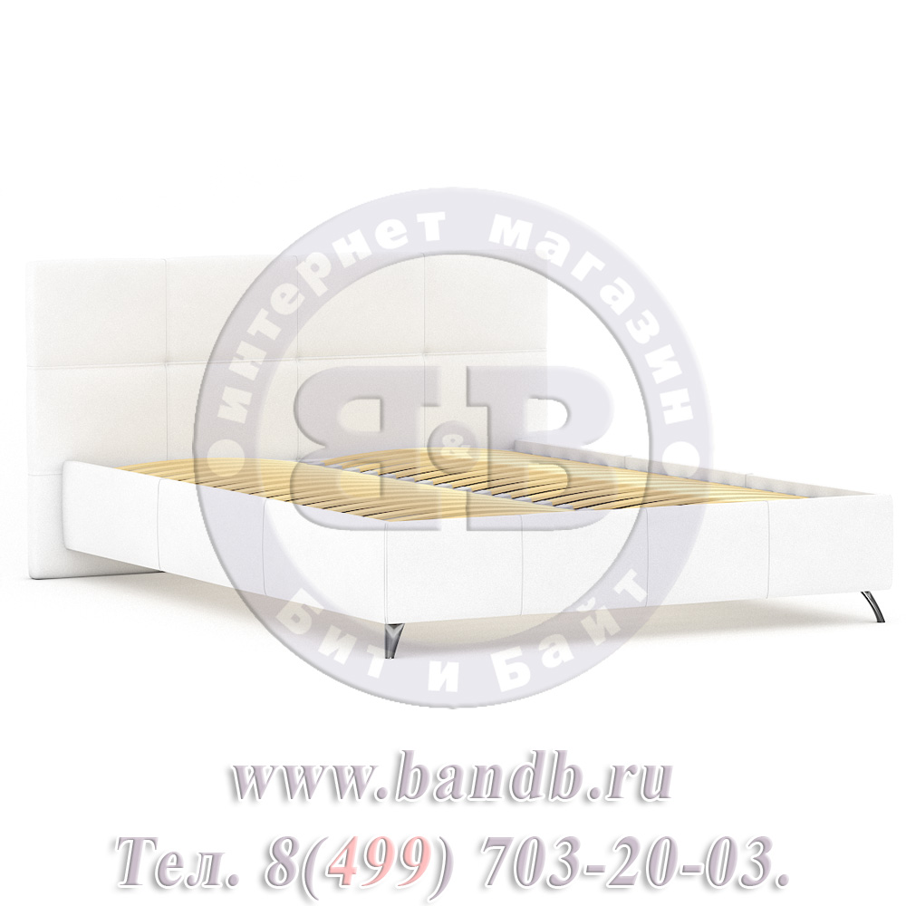 Делия ЛД-645-220 Кровать 1600, цвет эко кожа белая Картинка № 2