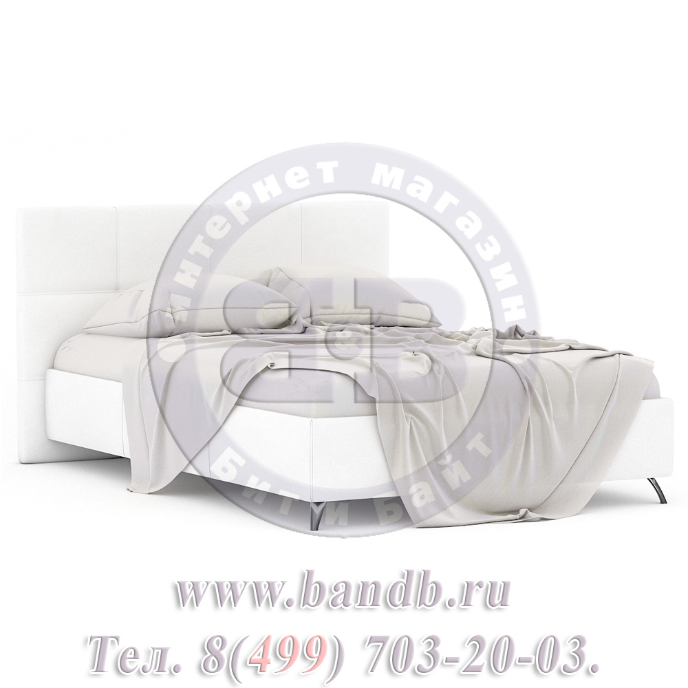 Делия ЛД-645-260+160 Кровать 1400 с подъёмным механизмом + тумба, цвет эко кожа белая Картинка № 9