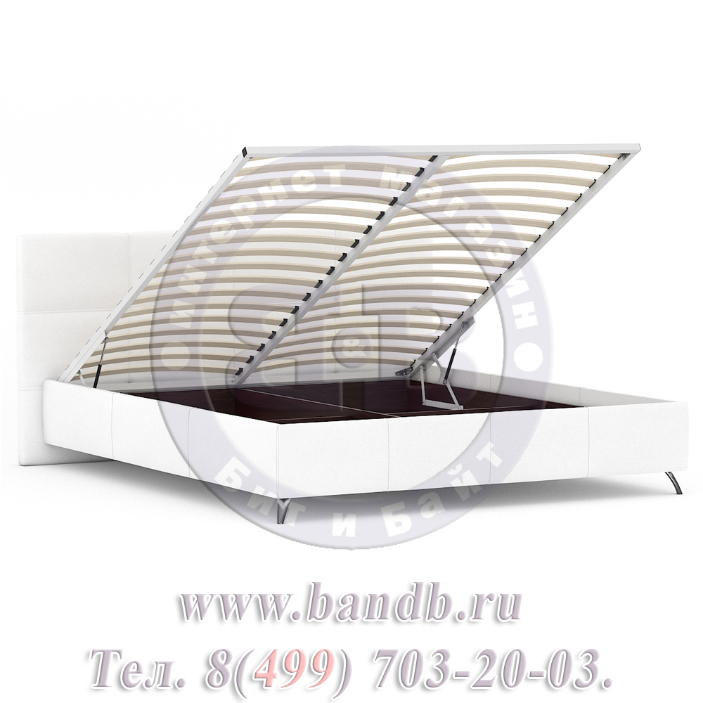 Делия ЛД-645-270 Кровать 1800 с подъёмным механизмом, цвет эко кожа белая Картинка № 4