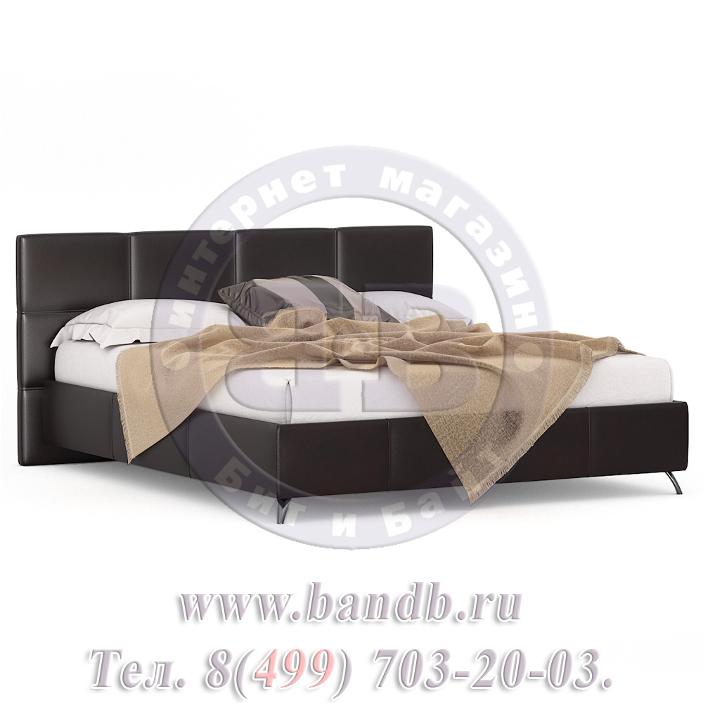 Делия ЛД-645-270+160+160 Кровать 1800 с подъёмным механизмом + две тумбы, цвет эко кожа шоколад Картинка № 9