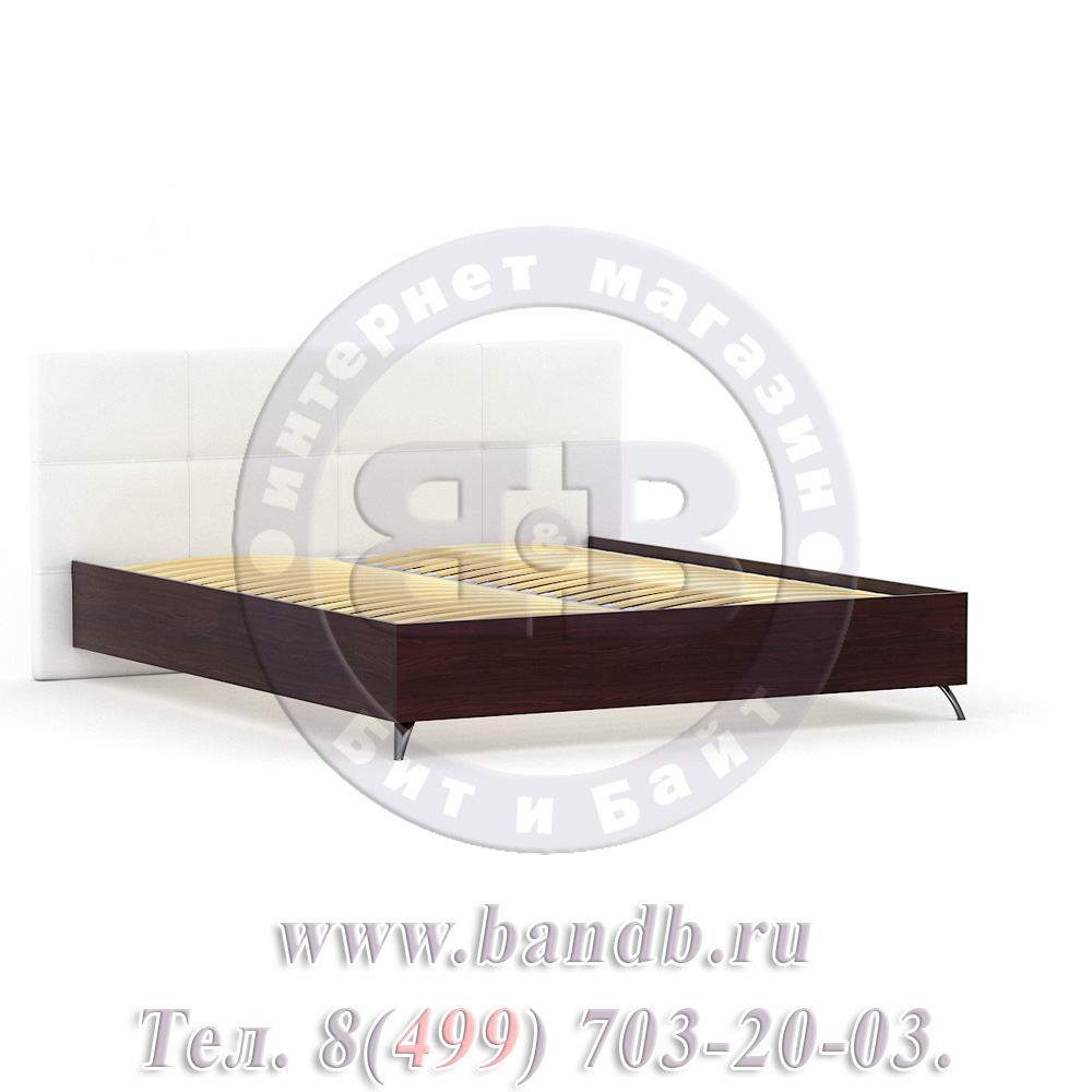 Делия ЛД-645-300 Кровать 1800, цвет сосна шоколад/мягкое изголовье эко кожа белая Картинка № 2