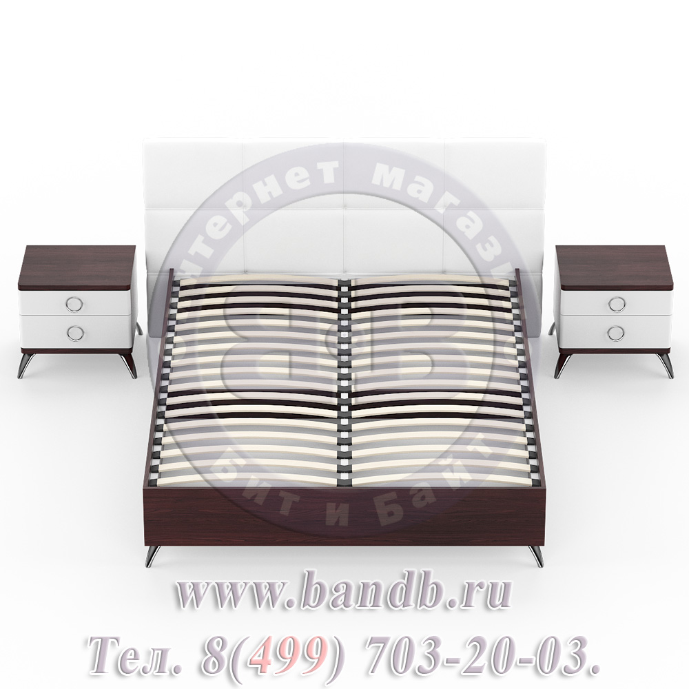 Делия ЛД-645-310+160+160 Кровать 1600 с подъёмным механизмом + две тумбы, цвет сосна шоколад/мягкое изголовье белое Картинка № 7