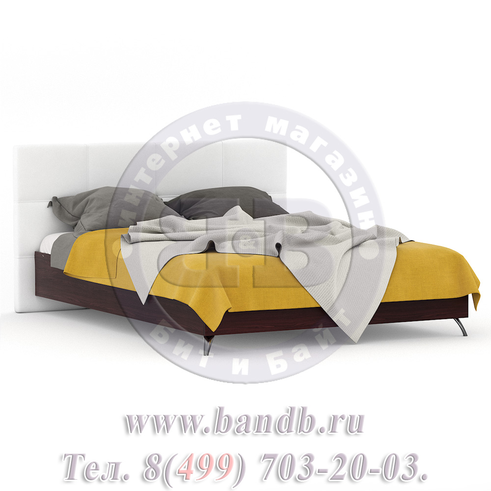 Делия ЛД-645-310+160+160 Кровать 1600 с подъёмным механизмом + две тумбы, цвет сосна шоколад/мягкое изголовье белое Картинка № 9