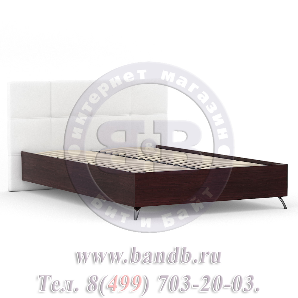 Делия ЛД-645-320 Кровать 1400 с подъёмным механизмом, цвет сосна шоколад/мягкое изголовье белое Картинка № 2