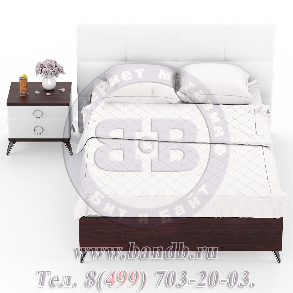 Делия ЛД-645-320+160 Кровать 1400 с подъёмным механизмом + тумба, цвет сосна шоколад/мягкое изголовье белое Картинка № 5