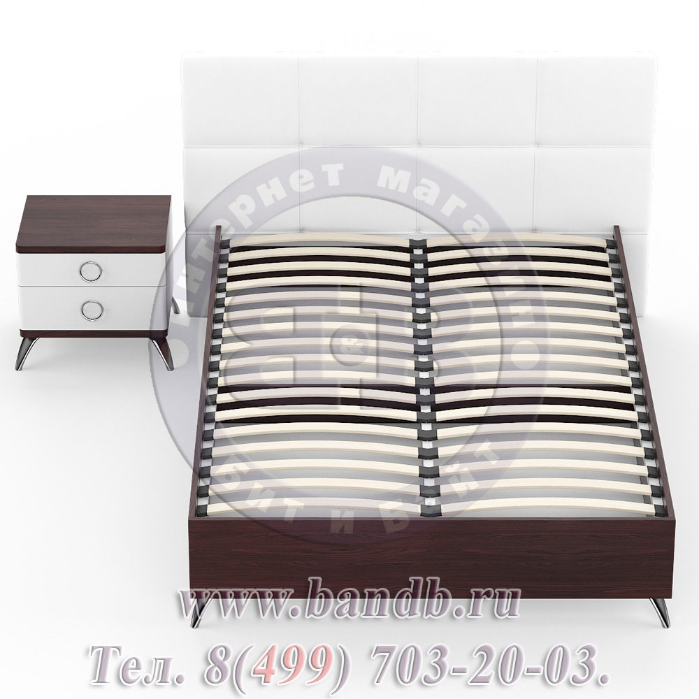 Делия ЛД-645-320+160 Кровать 1400 с подъёмным механизмом + тумба, цвет сосна шоколад/мягкое изголовье белое Картинка № 7