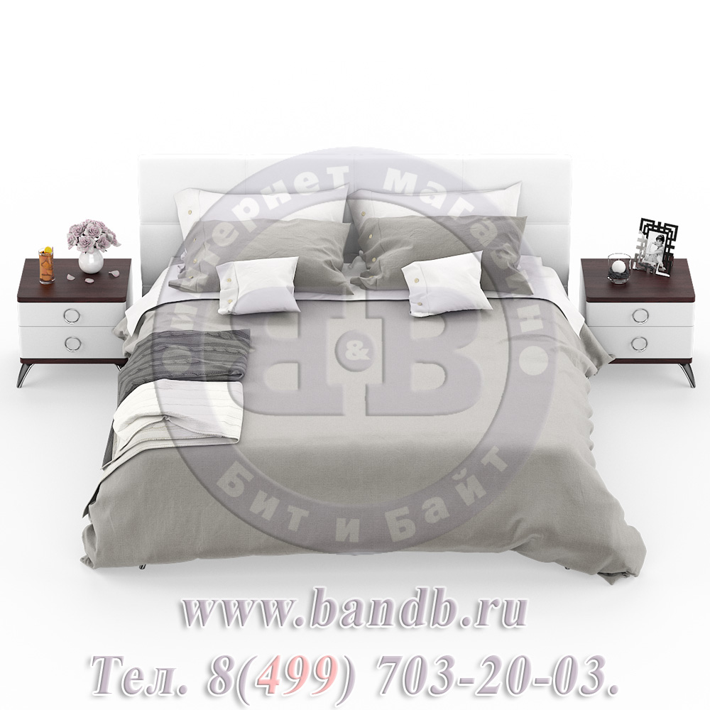 Делия ЛД-645-330+160+160 Кровать 1800 с подъёмным механизмом + две тумбы, цвет сосна шоколад/мягкое изголовье белое Картинка № 5