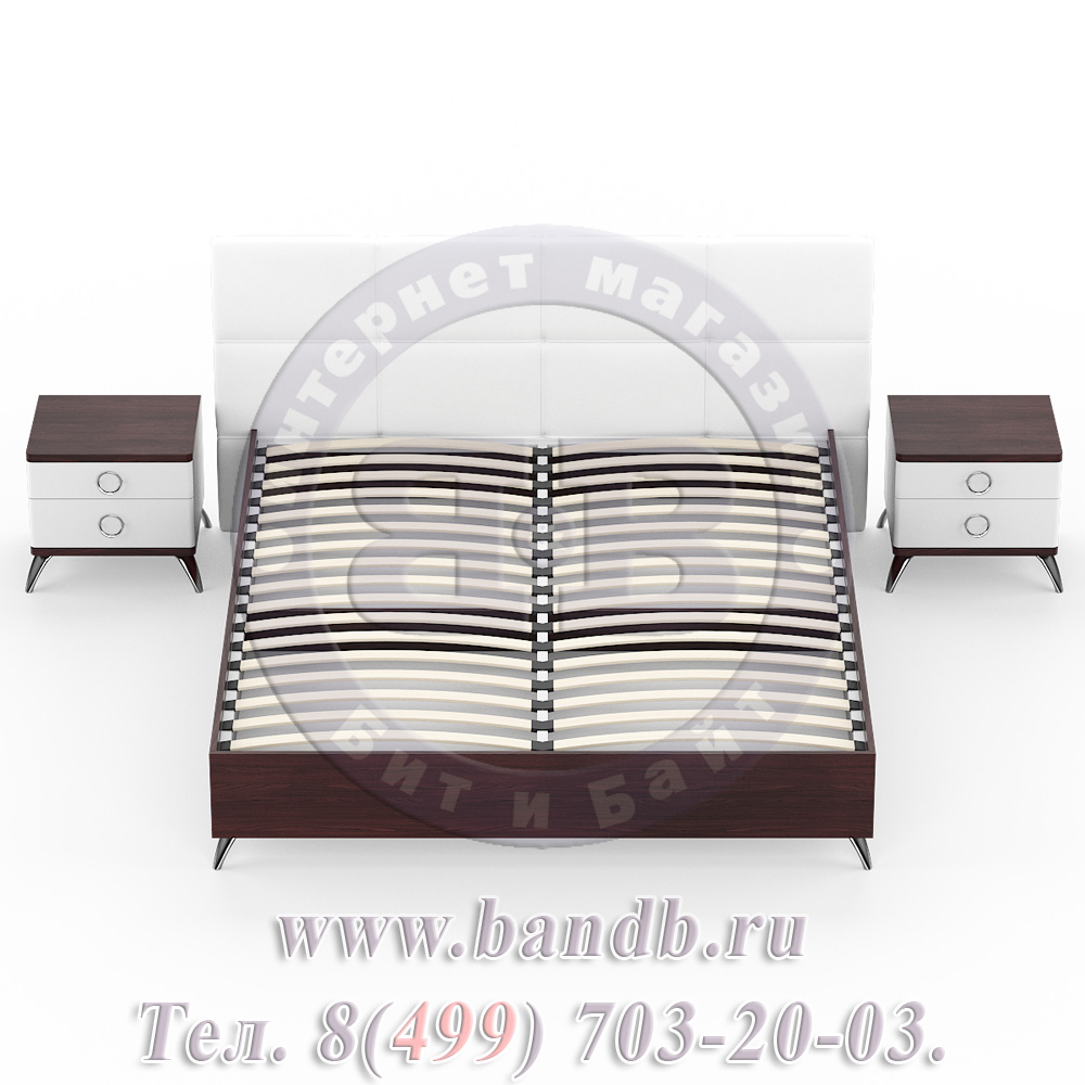 Делия ЛД-645-330+160+160 Кровать 1800 с подъёмным механизмом + две тумбы, цвет сосна шоколад/мягкое изголовье белое Картинка № 7