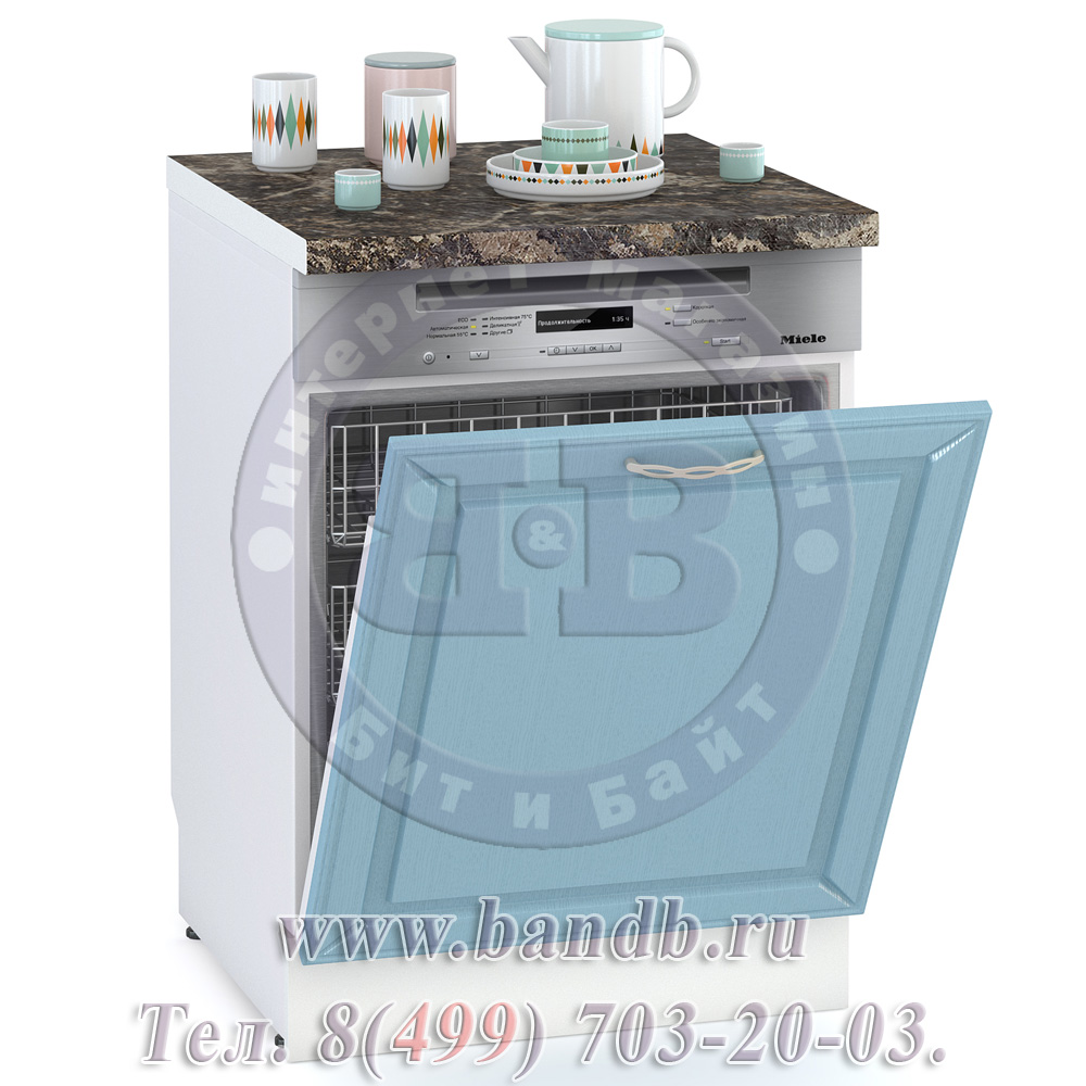 Кухня Маргарита патина голубая Панель для посудомоечной машины 600 Картинка № 2
