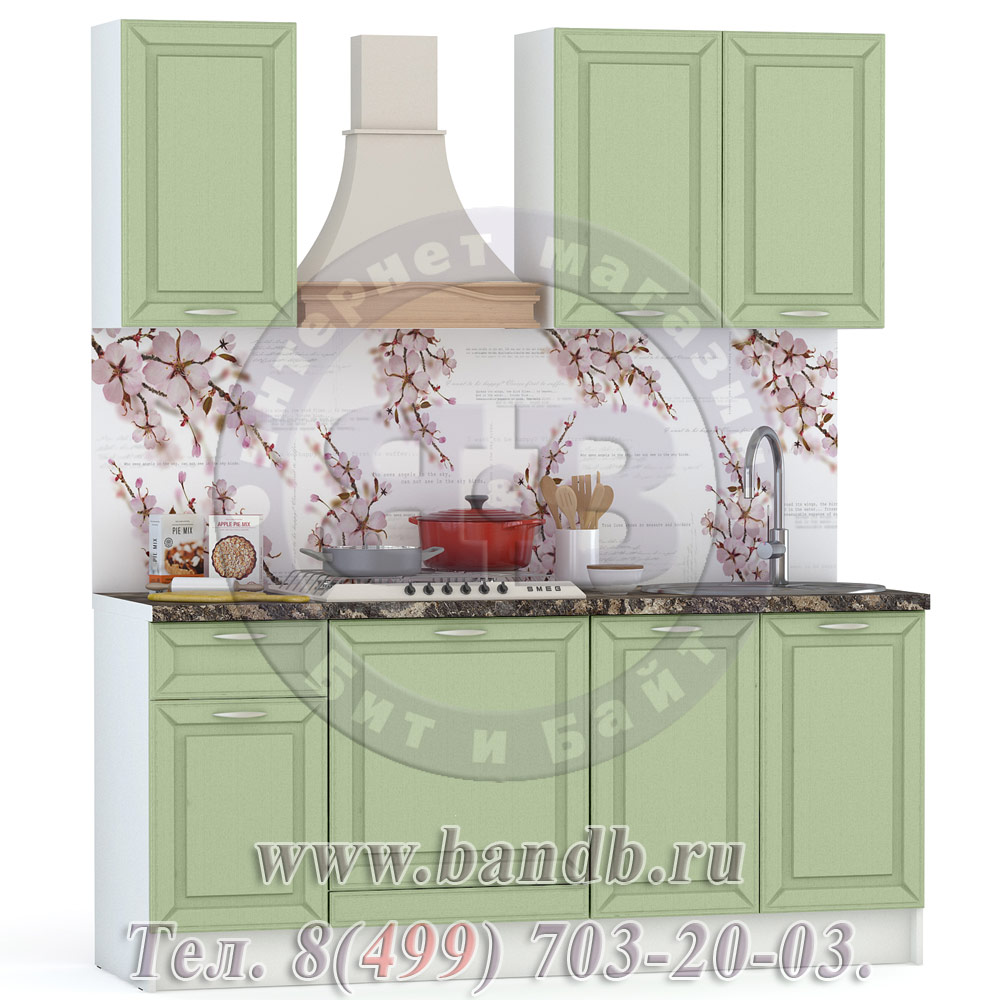 Набор мебели для кухни 1800 Маргарита, цвет белый/фисташка структурная Картинка № 5
