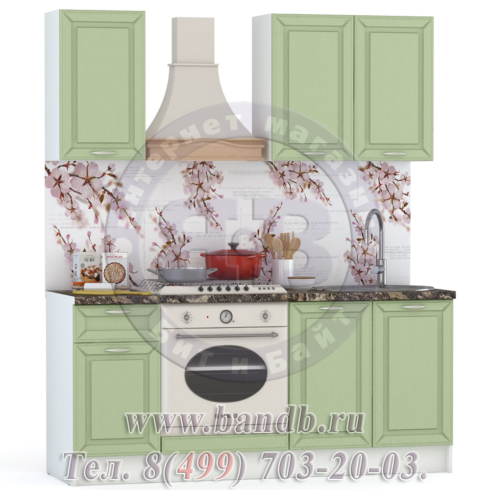 Набор мебели для кухни 1800 Маргарита, цвет белый/фисташка структурная Картинка № 8