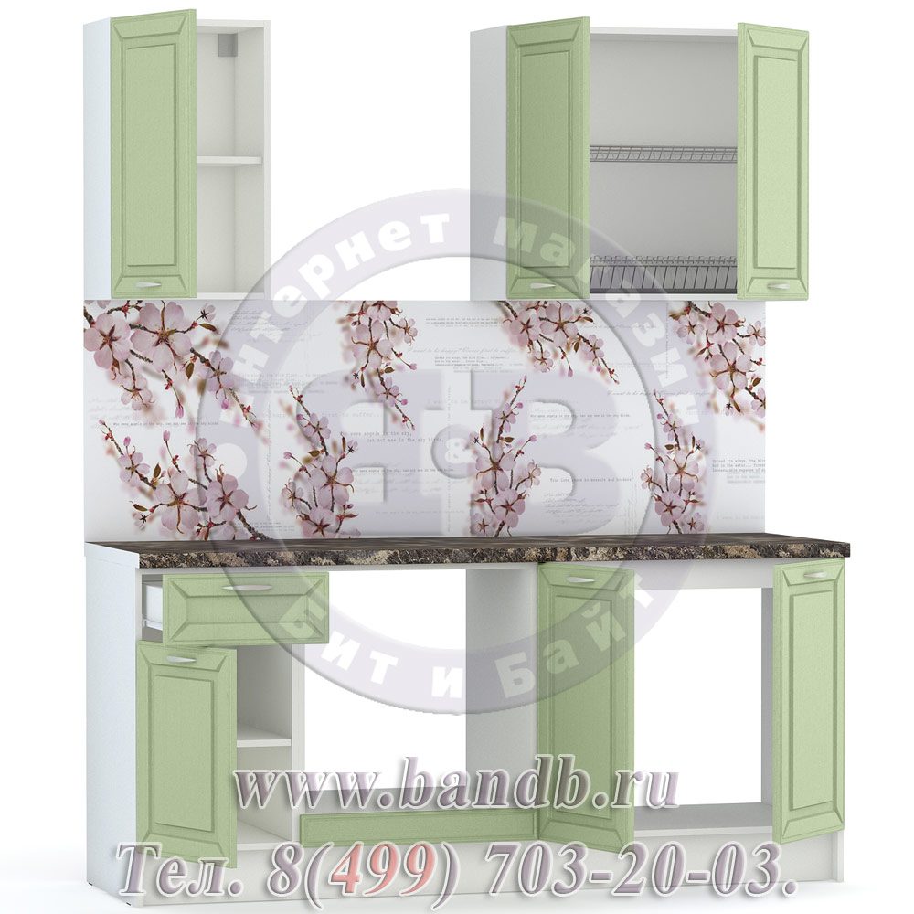 Набор мебели для кухни 1800 Маргарита, цвет белый/фисташка структурная Картинка № 11
