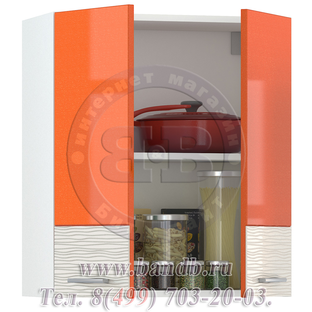 Кухня Жанна морковный металлик/шагрень платина Шкаф навесной 600 2 двери Картинка № 2