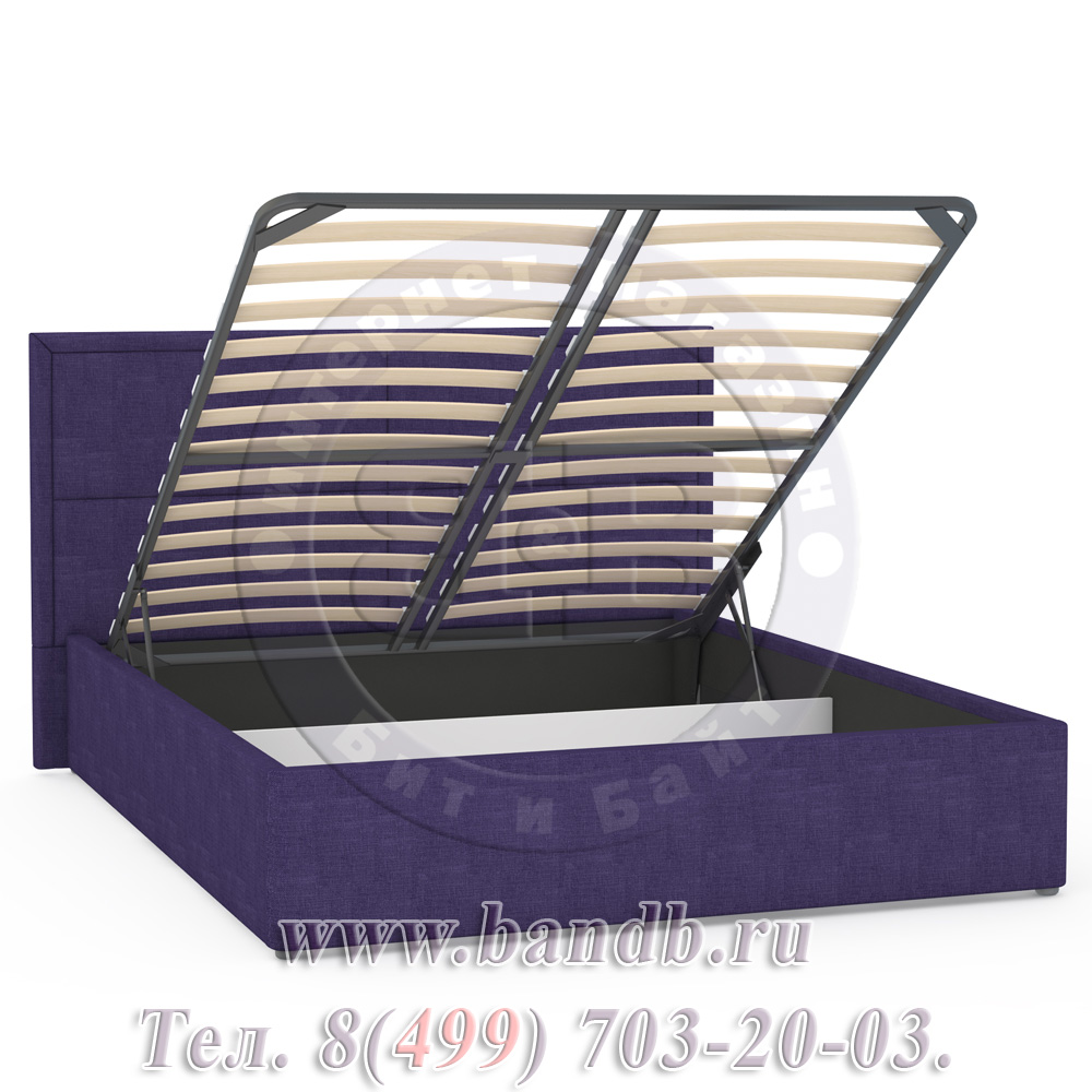 Кровать интерьерная Прага с подъёмным ортопедическим основанием фиолетовая Картинка № 4