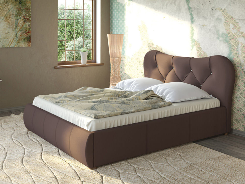 Кровать интерьерная Лавита с основанием тёмно-коричневая Картинка № 5