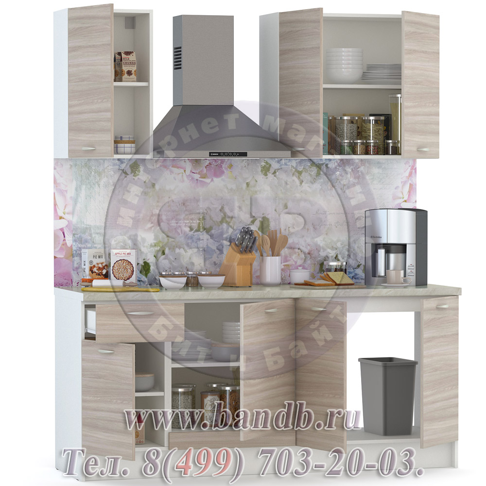 Набор мебели для кухни 1800 Лима, цвет белый/ясень шимо светлый Картинка № 2