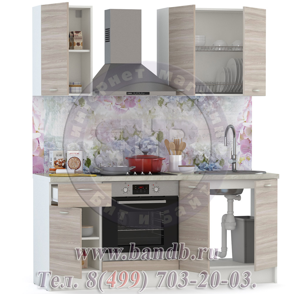 Набор мебели для кухни 1800 Лима, цвет белый/ясень шимо светлый Картинка № 9