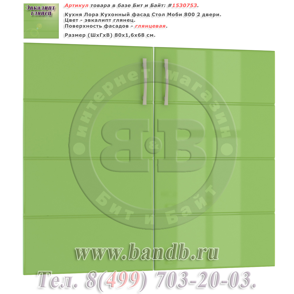 Кухня Лора Кухонный фасад Стол Моби 800 2 двери, цвет эвкалипт глянец Картинка № 1 Кухня Лора Кухонный фасад Стол Моби 800 2 двери, цвет эвкалипт глянец Картинка № 1