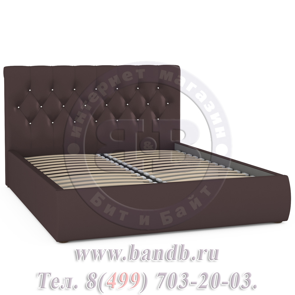 Кровать интерьерная с подъёмным ортопедическим основанием Тиффани тёмно-коричневая Картинка № 3