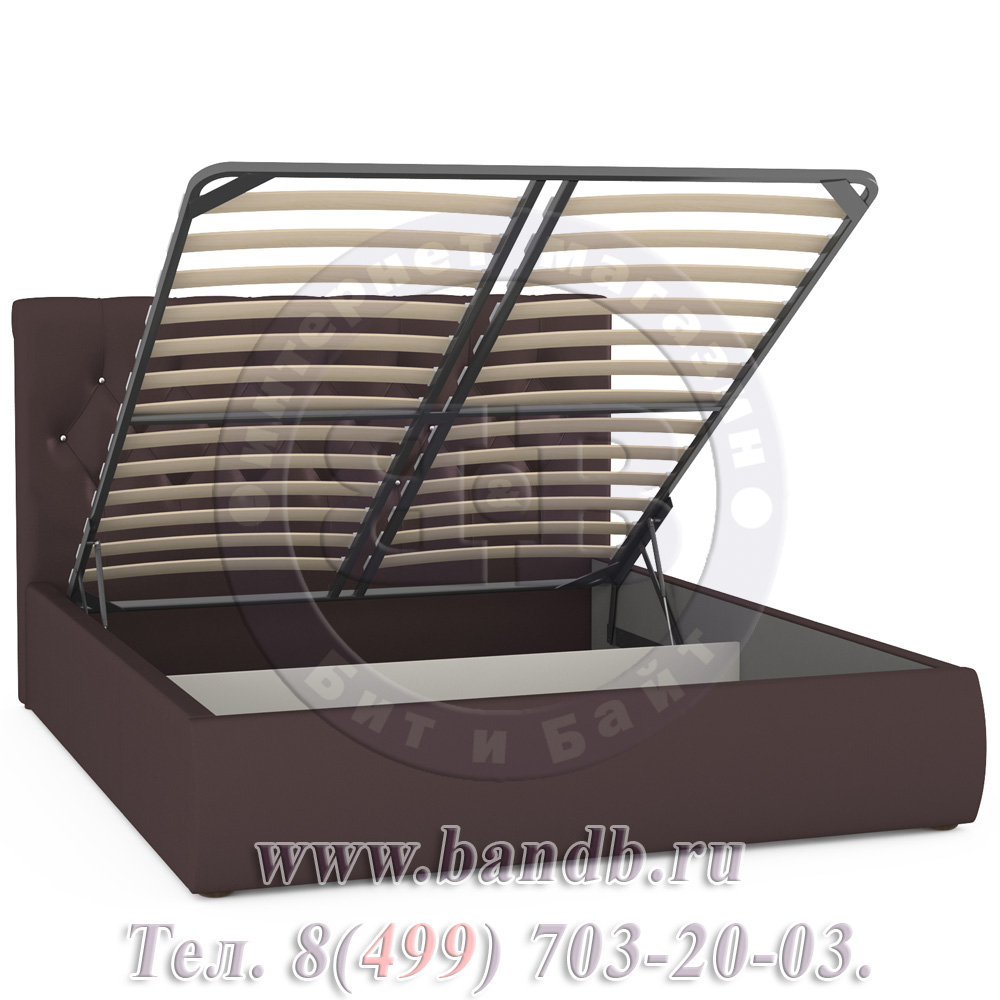 Кровать интерьерная с подъёмным ортопедическим основанием Тиффани тёмно-коричневая Картинка № 4