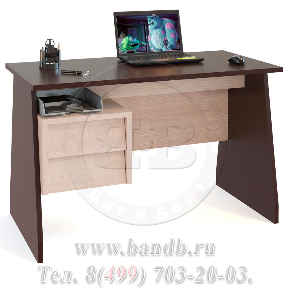 Письменный стол со стеллажом Вилмар цвет венге/беленый дуб Картинка № 2