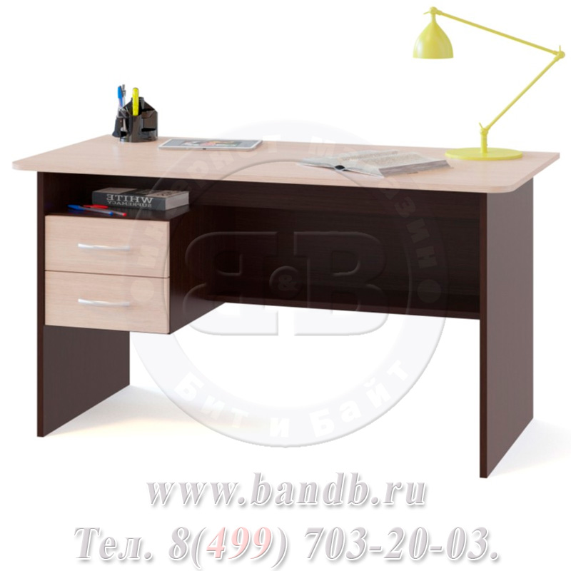 Письменный стол со встроенной тумбой СПМ-07.1 венге/беленый дуб Картинка № 2