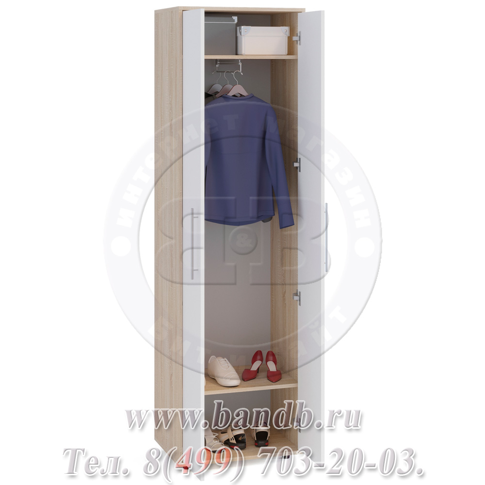 Прихожая Сокол ШО-1 шкаф для одежды с выдвижной штангой цвет дуб сонома/белый Картинка № 2