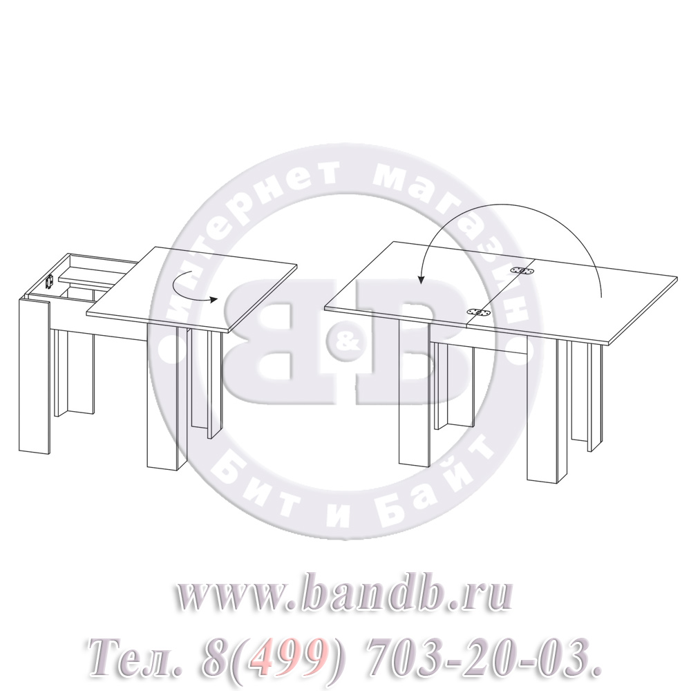 Стол обеденный Сокол СО-1 раскладной цвет белый Картинка № 3