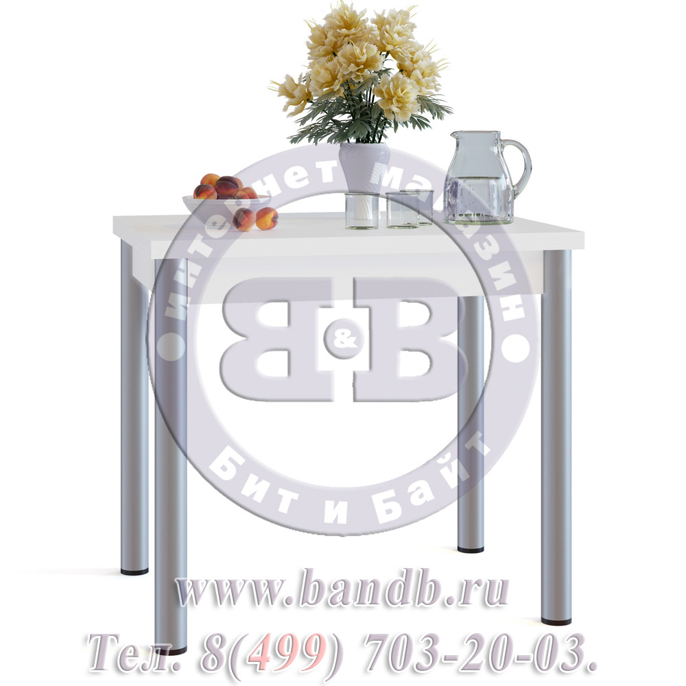 Стол обеденный на металлических опорах СО-1м раскладной цвет белый Картинка № 2