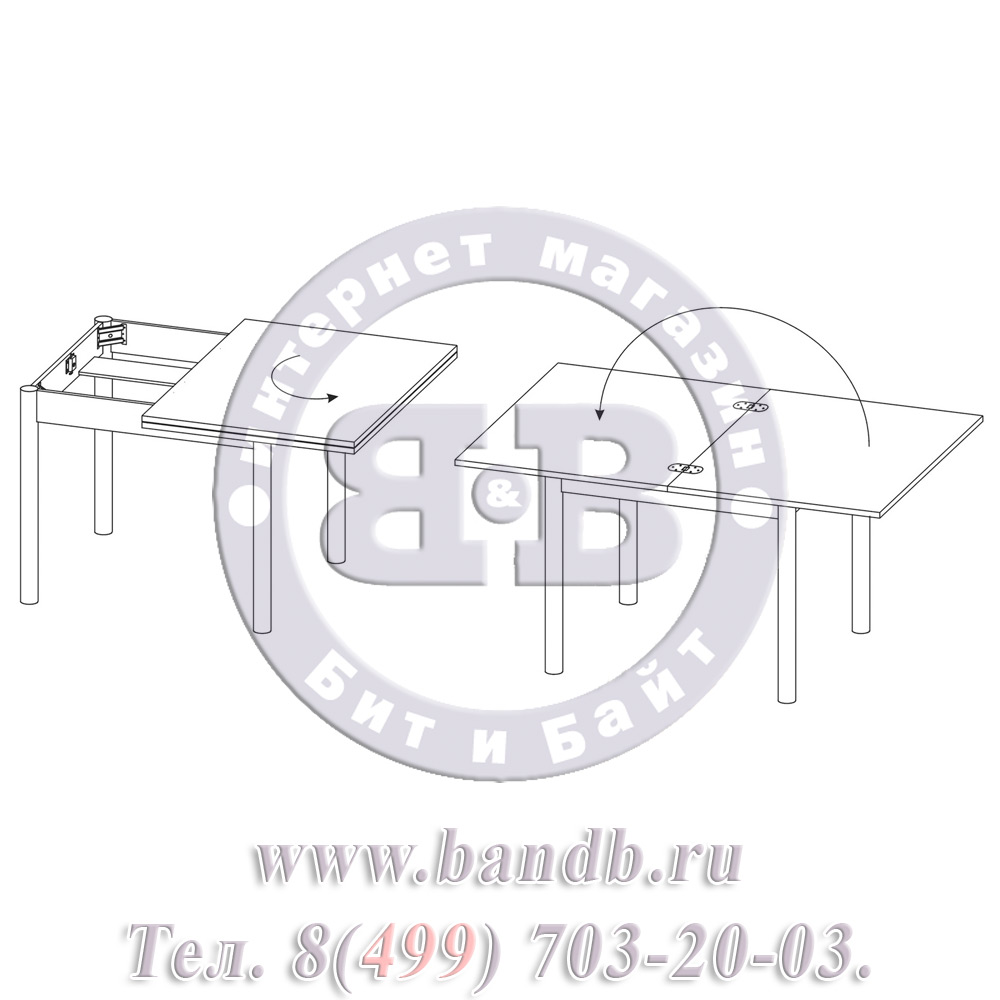 Стол обеденный на металлических опорах СО-1м раскладной цвет белый Картинка № 3