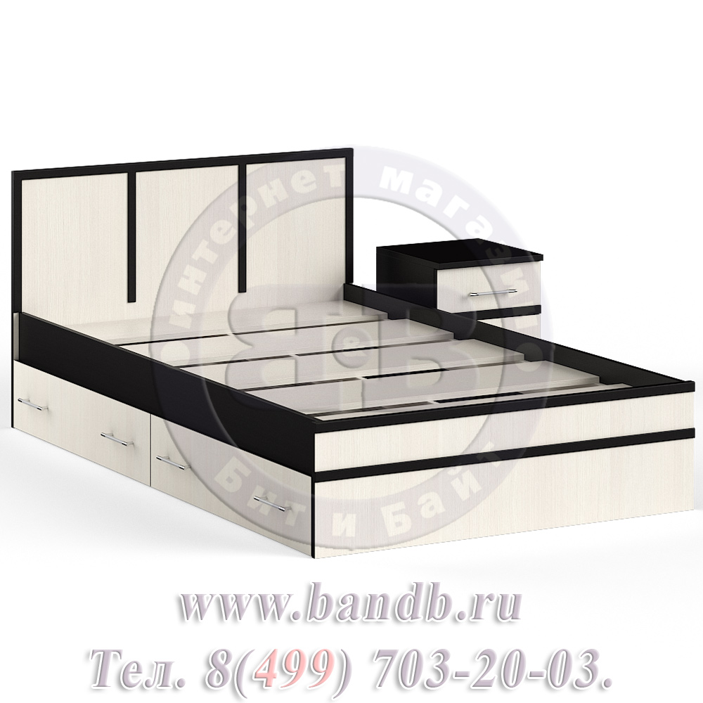 Кровать с ящиками 1200 с тумбой Сакура цвет венге/дуб лоредо Картинка № 3