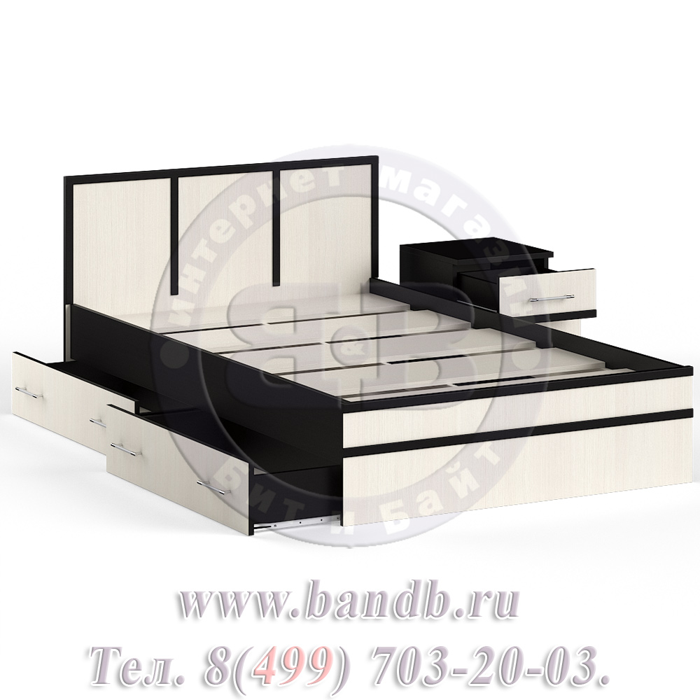 Кровать с ящиками 1200 с тумбой Сакура цвет венге/дуб лоредо Картинка № 4