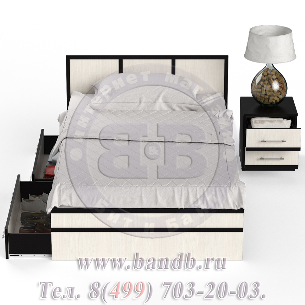 Кровать с ящиками 1200 с тумбой Сакура цвет венге/дуб лоредо Картинка № 6