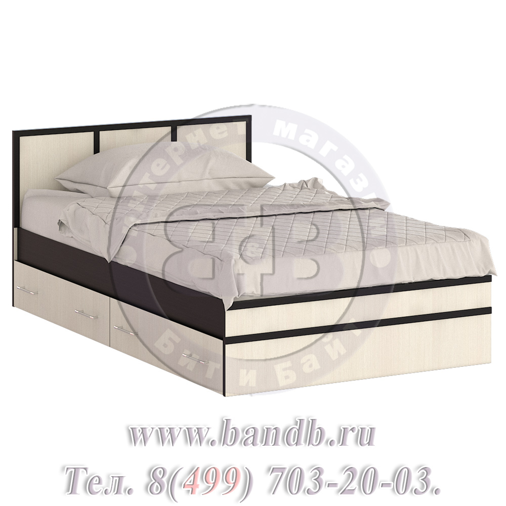 Кровать с ящиками 1200 с тумбой Сакура цвет венге/дуб лоредо Картинка № 9