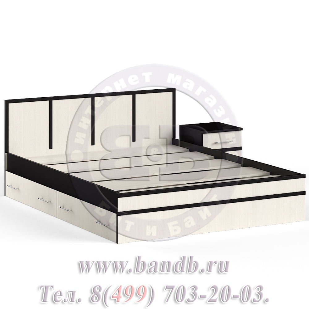 Кровать с ящиками 1600 с тумбой Сакура цвет венге/дуб лоредо Картинка № 3