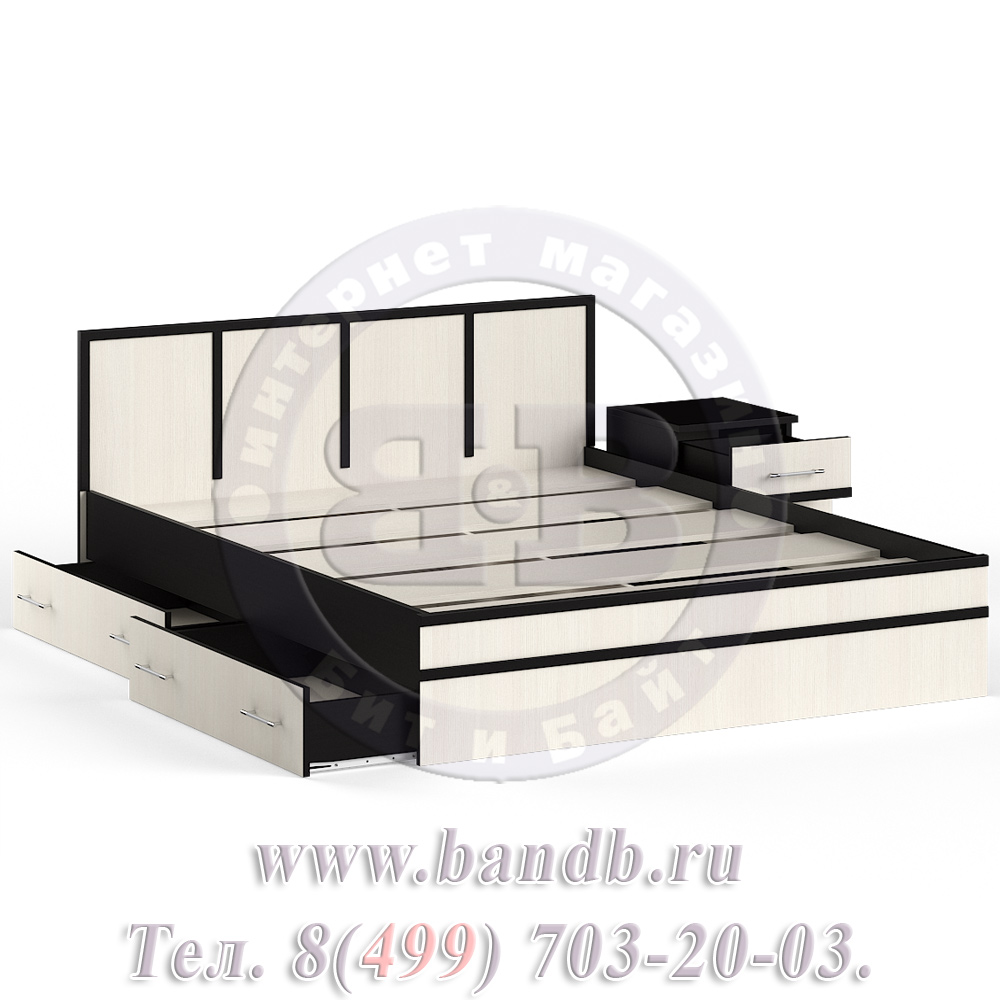 Кровать с ящиками 1600 с тумбой Сакура цвет венге/дуб лоредо Картинка № 4