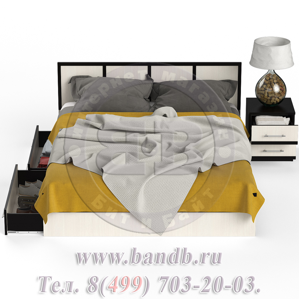 Кровать с ящиками 1600 с тумбой Сакура цвет венге/дуб лоредо Картинка № 6