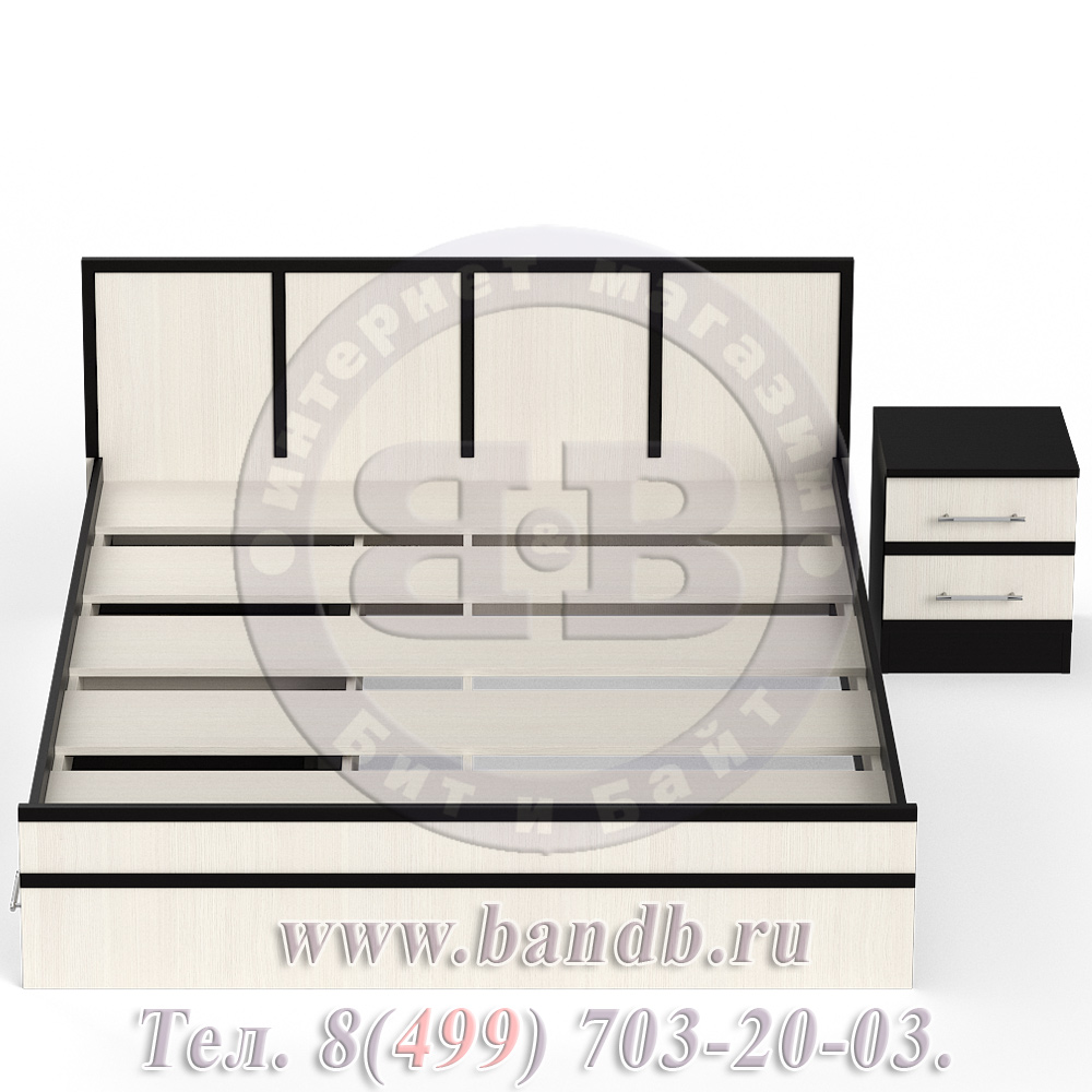 Кровать с ящиками 1600 с тумбой Сакура цвет венге/дуб лоредо Картинка № 7