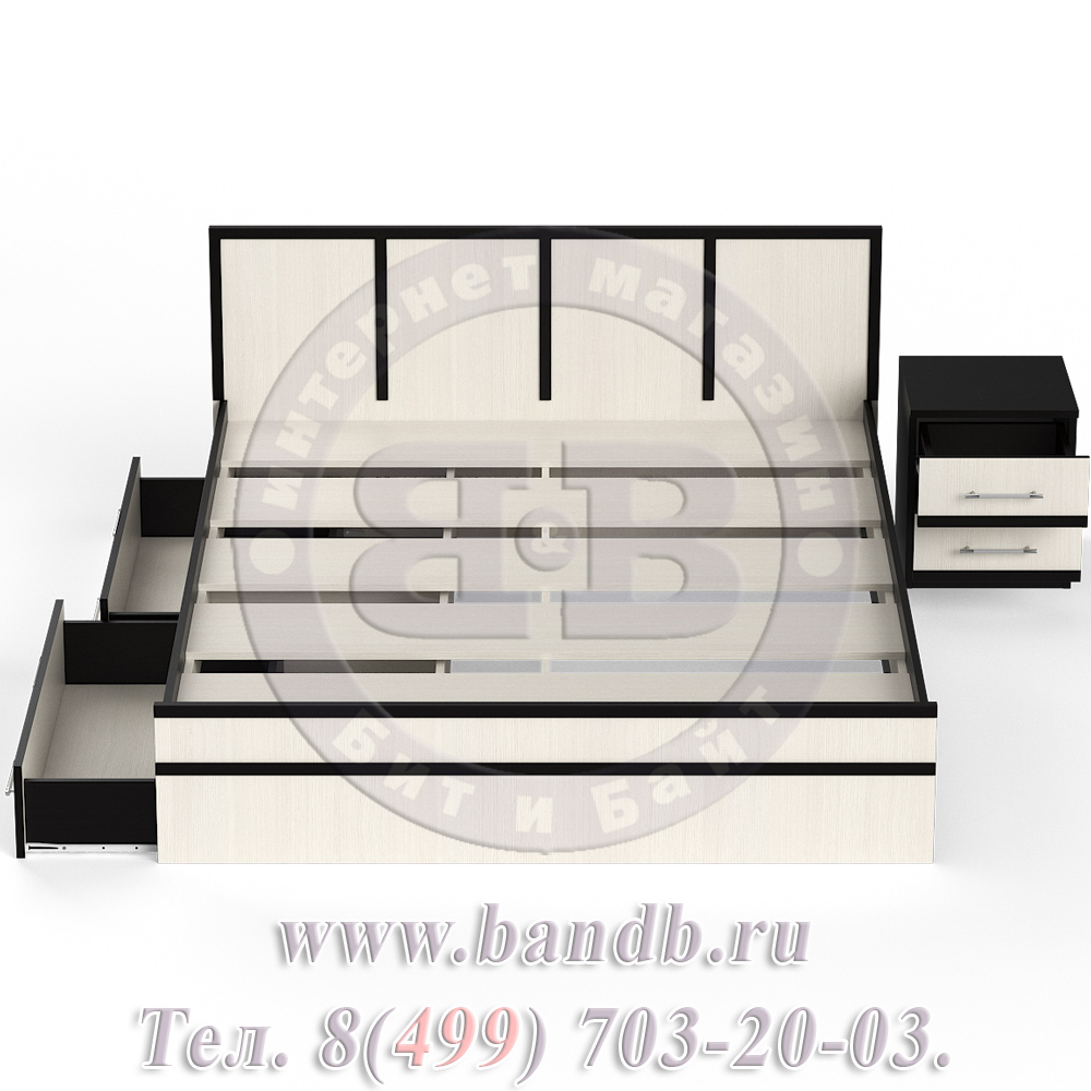 Кровать с ящиками 1600 с тумбой Сакура цвет венге/дуб лоредо Картинка № 8