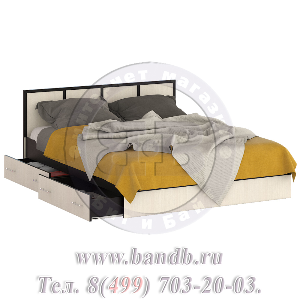 Кровать с ящиками Сакура 1600 цвет венге/дуб лоредо Картинка № 2