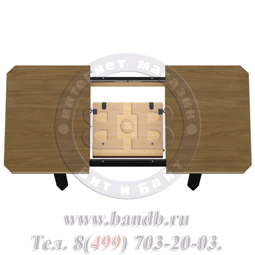 Стол раскладной Руми 1 Р, цвет столешницы Т07 дуб + ножки RAL9005 чёрный Картинка № 12