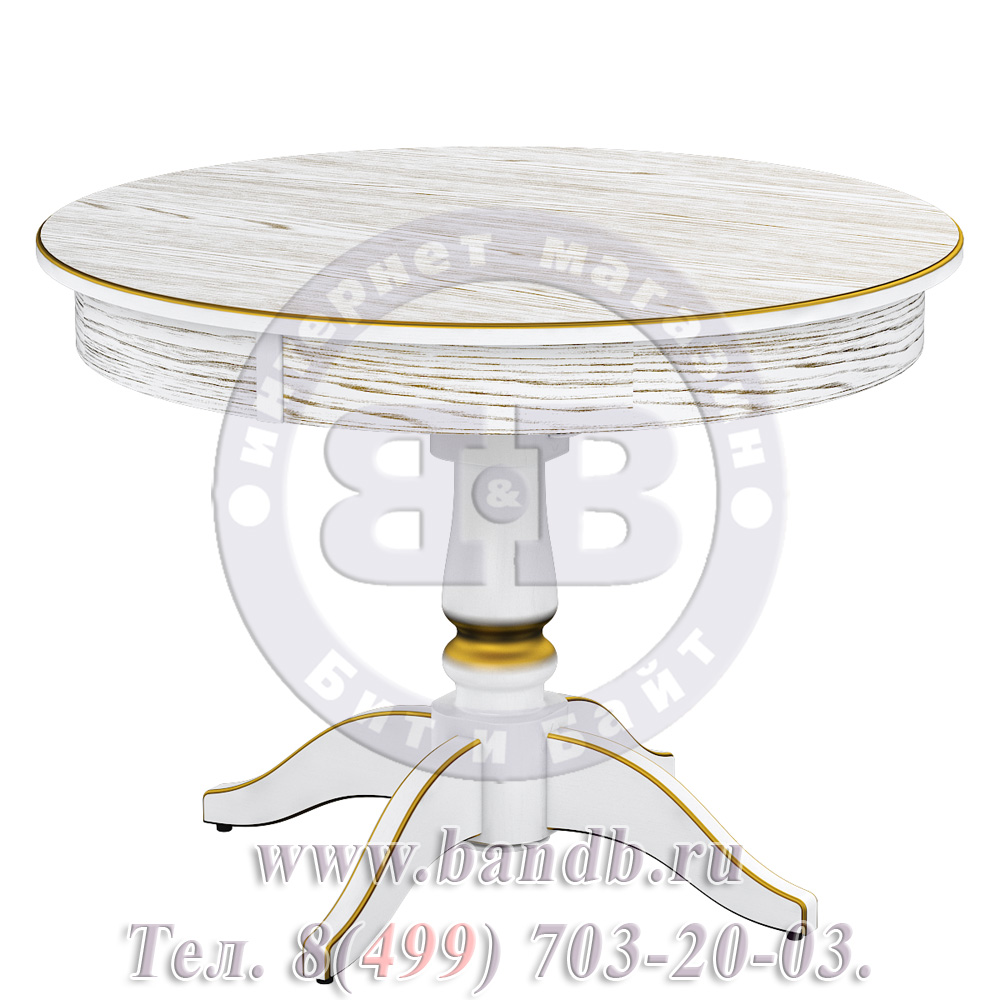 Стол Галант 1 НР, цвет RAL9003, патинирование стола в цвет золото Картинка № 2