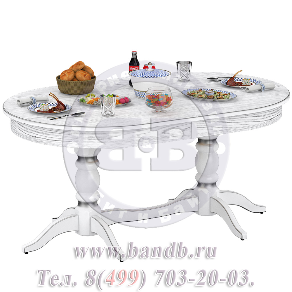 Стол Кингли 1 Р, цвет RAL9003, патинирование стола в цвет серебро Картинка № 9