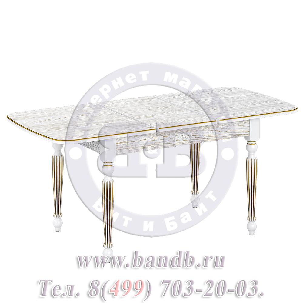 Стол Лофти М 1 Р, цвет RAL9003, патинирование стола в цвет золото Картинка № 3