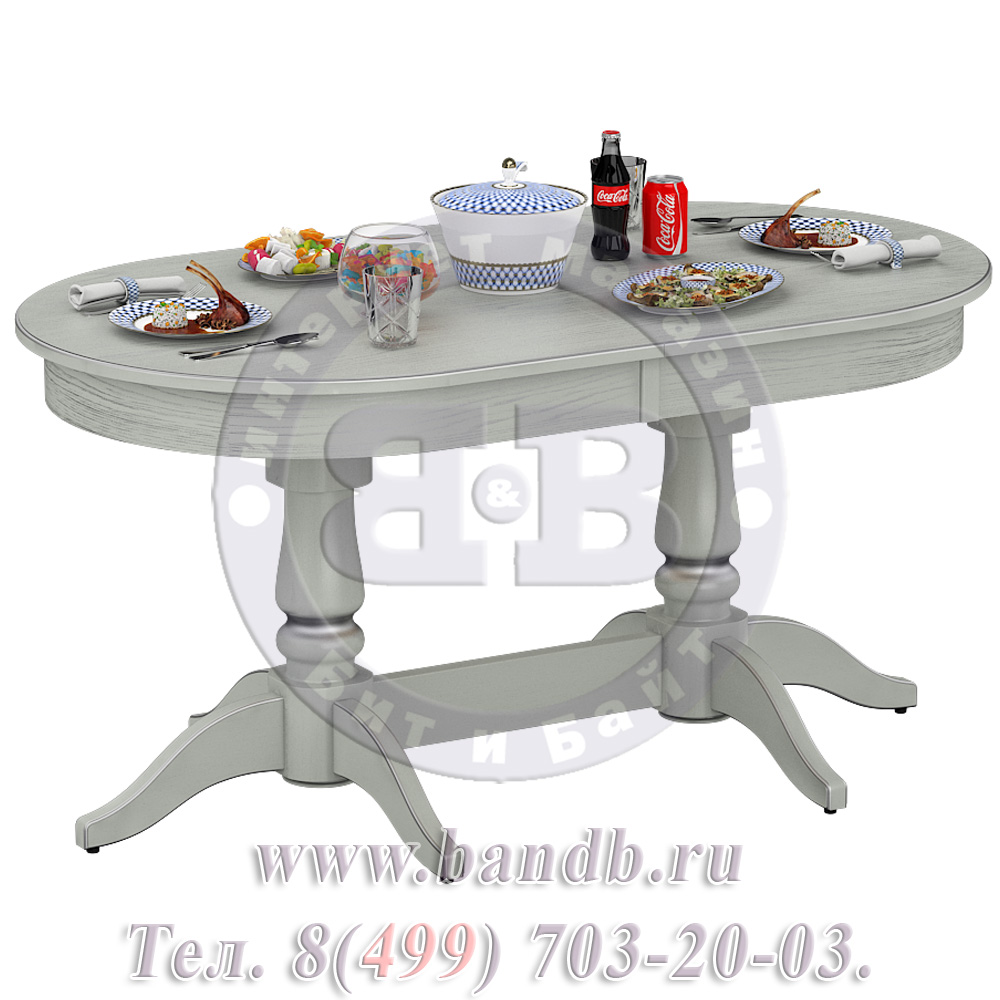 Стол Прайм 1 Р, цвет RAL7038, патинирование стола в цвет серебро Картинка № 9